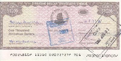 Beschrijving voorzijde: TRAVELLERS CHEQUE